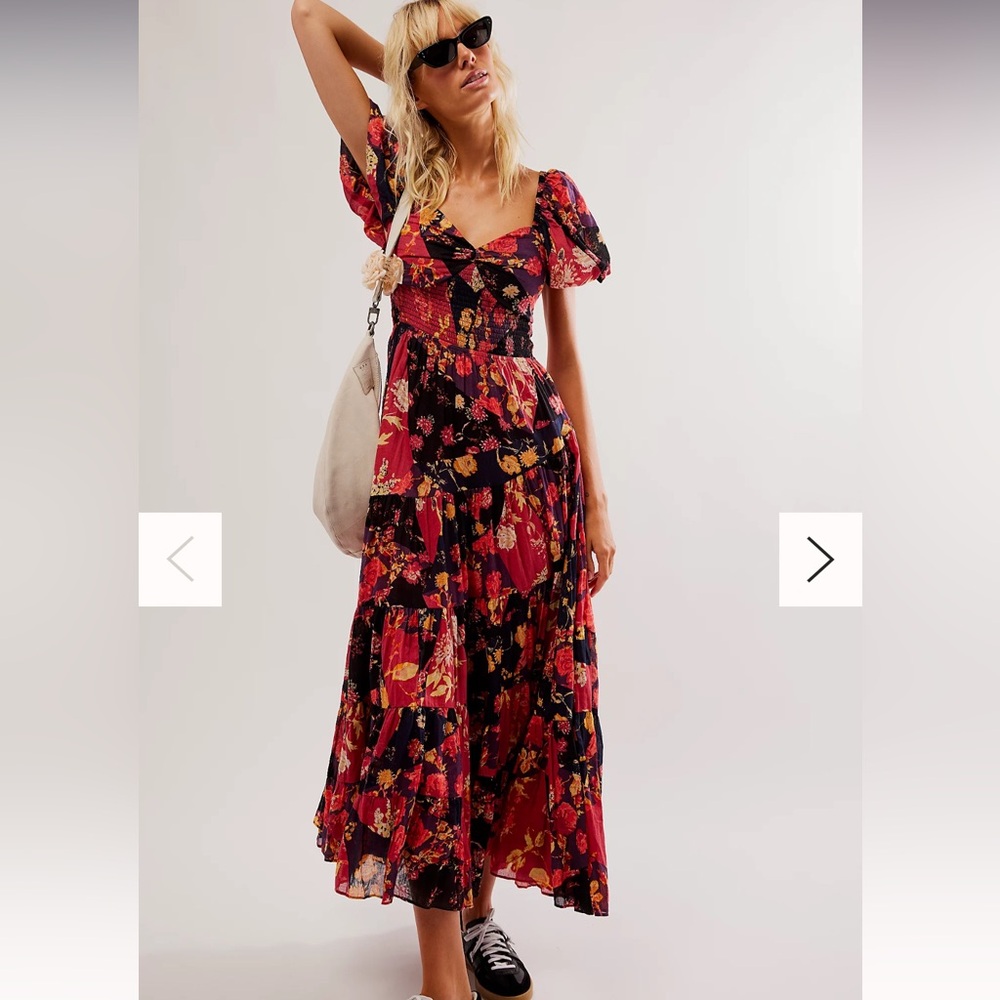 Free People Sun drenched Short Sleeve Maxi Dress